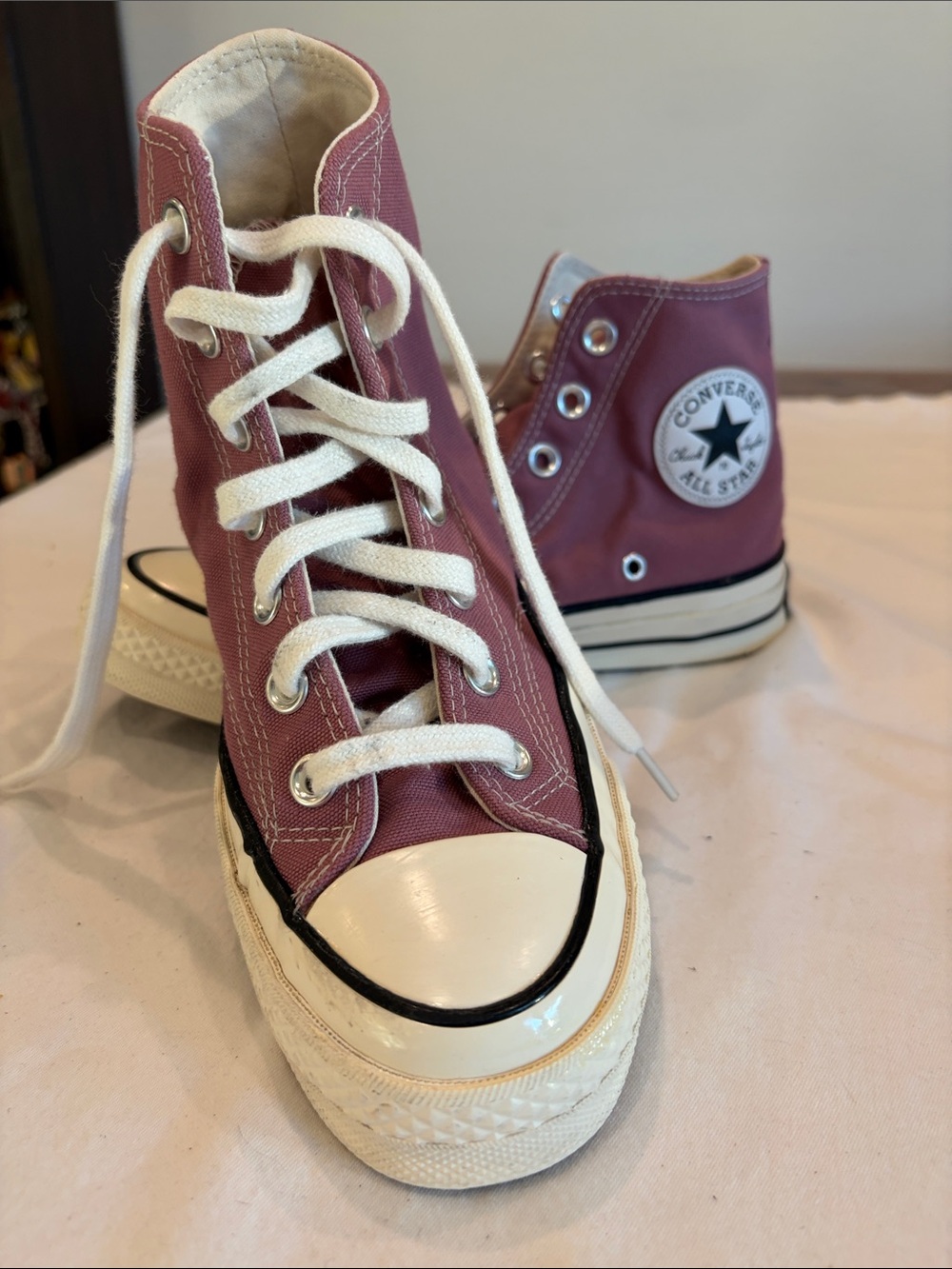 Converse High Top Sneakers - Lavender Canvas with White Accents, Wm Sz 7